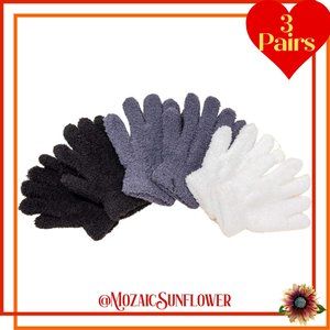 3 PAIR Soft Cozy Stretch Gloves Black Grey and White Unisex AGE 2-6 Years NWT